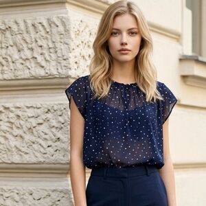 Lauren Conrad Semi-Sheer Navy Top